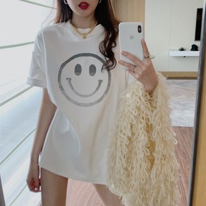 [기획 2컬러] 스마일 루즈핏 오버핏 박시 라운드 반팔 티셔츠