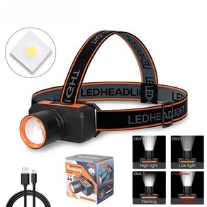LED 헤드램프 방수 충전식 낚시 캠핑 줌 18650 배터리, 04 T311, 1개