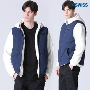 [케이스위스(K-SWISS)] 베스트 부착형 후리스 후드 패딩점퍼