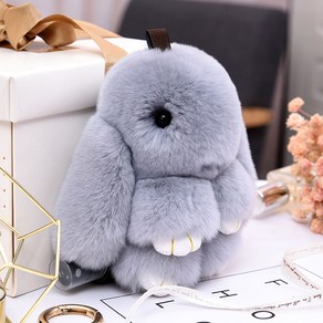 하우스팡 인형키링 열쇠고리 토끼인형, 라이트 그레이 15cm, 1개