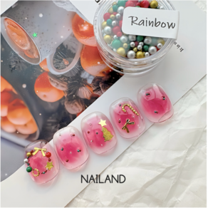 크리스마스 레인보우 진주찡 네일 세트 약 9g NAILAND