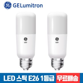 [무료배송]GE LED브라이트 스틱 전구 4.5W 9W 11W 14W E26 x 2개입 (에너지효율 1등급), 전구색(노란빛), A1_스틱 전구 4.5W, 2개