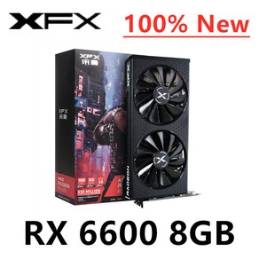 그래픽카드 XFX RX 6600 XT 6600XT 8GB 6500 그래픽 카드 GPU Radeon RX6600 RX6600XT GDDR6 비디오 데스크탑 PC AMD 컴퓨터 게임, 02 XFX RX 6600 8GB