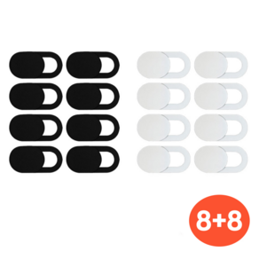 알뜰마루 안전한 웹캠커버 카메라 가리개 사생활 보호 스티커 16P, 블랙8개+화이트8개