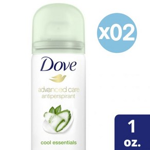 Dove 도브 어드밴스트 케어 드라이 스프레이 앤티퍼스퍼런트 데오드란트 쿨 에센셜 28g 2팩 Advanced Care Travel Sized Dry Spray Antipers