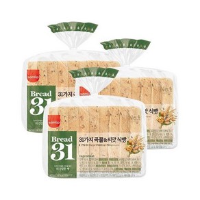 (신세계라이브쇼핑)삼립 Bead31 31가지 곡물과씨앗 식빵 420g 3봉(단백질10g/고식이섬유/저당), [Bead31] 곡물 씨앗 식빵 420g 3봉, 1개