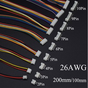 터미널 와이어 케이블 소켓 포함 미니 소형 마이크로 JST 2.0mm PH2.0 수 암 커넥터 2 핀 3 핀 4 핀 5 핀 6 핀 7 핀 8 핀 910 핀 플러그 26AWG 5 세, Length200mm, 5 Sets 3P, 1개