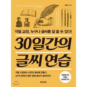 30일간의 글씨 연습:악필 교정 누구나 글씨를 잘 쓸 수 있다!