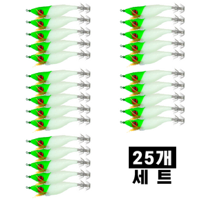 뉴 막잡혀 왕눈이에기 25개세트 갑오징어 한치 쭈꾸미 갑오징어 문어 낚시에기, 맨들맨들 그린헤드, 1개