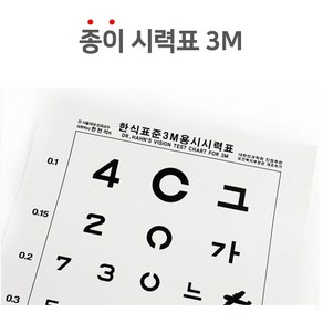 아이팜즈 한의료기 표준종이시력표 아트지 3M용 시력검사표+ 시력측정 눈가리개