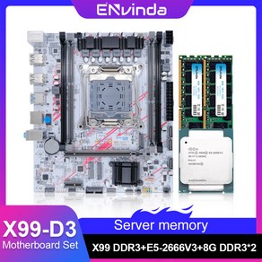 기가바이트 컴퓨터 메인보드X99-DDR3 흰색 마더보드 세트 키트 인텔 LGA2011-3 제온 E5 2666 V3 CPU 16GB, 01 마더 보드 + CPU + RAM, 01 마더 보드 + CPU