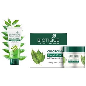 바이오티크 Biotique 바이오 님 퓨리파잉 페이스 워시 모든 피부 타입용 150ml & 바이오 엽록소 오일 프리 안티 아크네 피부트러블 지성 및 지성용 젤 50g, 1개