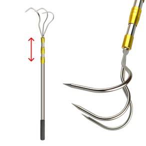 JSS&D 세발후크세트 1.5M 갯벌 해루질 낚시 작살 갈고리 물고기 문어잡이, 세발후크세트1.5m(FG16), 혼합색상, 세발후크 총길이 15cm x 바늘길이 7.8cm x 바늘간격 5.7cm스텐봉 1.5 총길이 60~139cm x 손잡이 길이 3.5cm ㅌ 너트내경 약 7mm