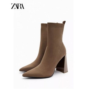 ZARA 자라 지오메트릭 힐 패브릭 하이힐 삭스부츠