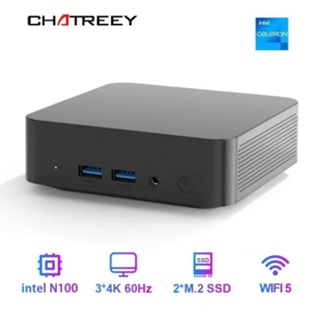 Chateey T9 미니 PC Intel Alde Lake N100 Windows 11 초소형 휴대용 듀얼 SSD 풀 기능 Type-C 4K 60Hz RGB, WIN11 Po, black, 512GB, T9 N100, 16GB