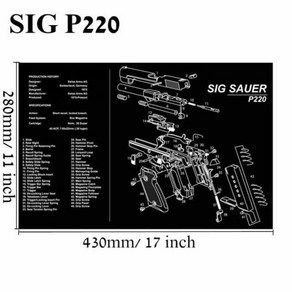 총기청소 총기손질도구 꼬질대 손질포 AR15 AK47 Glock 1911 SIG Rifle 권총 Gunsmith Amoes 분해 수리 키트 벤치 패드 용 대형 건 매트, SIG P220, 1개