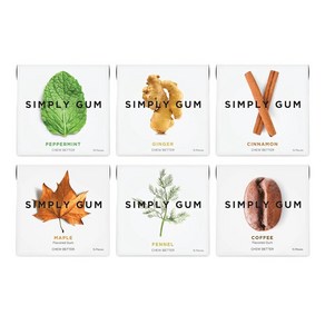 Simply Gum gum 심플리껌 내츄럴 페퍼민트 생강 시나몬 커피 메이플 감초 15개입 6팩, 6개