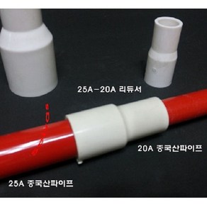 25A-40A PVC 국산 플라스틱 파이프 이경소켓 레듀샤 소켓 수도관 수족관 diy 이음 부속 배관, 1개