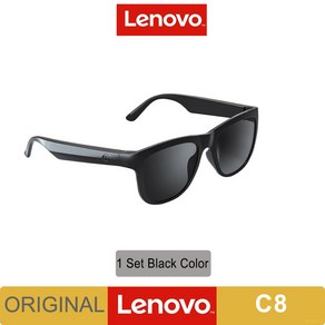 레노버 Lecoo C8 스마트 안경 헤드셋 무선 블루투스 선글라스 야외 스포츠 이어폰 HD 마이크 통화 헤드폰 신제품, [01] Lenovo C8 Black, 1.Lenovo C8 Black