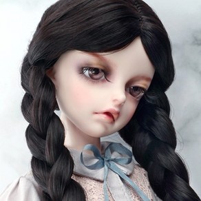 돌모아 구체관절인형 가발 MSD 42cm 고열사 양갈래 두껍게 땋은머리 블랙 (7-8) Shiley Pgtail Wig (Black), 1개