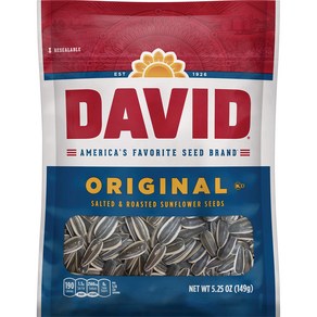 DAVID Roasted and Salted Oiginal Sunflowe Seeds 5.25 oz DAVID 로스트 앤 솔티드 오리지널 해바라기 씨앗 5.25온스, 1개