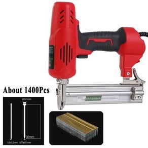 DIY 가구 목재 프레임 스테이플러 전기 네일 건 목공 건설 네일 도구 2600W 2) Red with 1400Pcs EU Plug 2