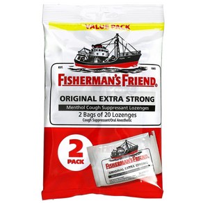 Fishemans Fiend Menthol Cough Suppessant Lozenges Oiginal Exta Stong 40 Lozenges, 2개