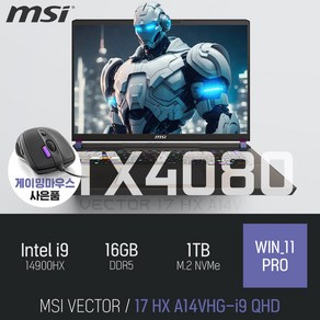 MSI VECTOR 17 HX A14VHG-i9 QHD, WIN11 Po, 16GB, 1TB, 그레이