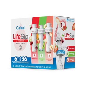 Cikul LifeSip 서큘 플레이버 카트리지 6팩 과일 펀치 딸기 키위 허니크리스프 사과, LifeSip 버라이어티 팩