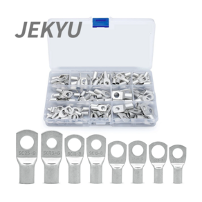 JEKYU 황동 링단자 동관형 터미널 8종 화이트 120PCS 화이트 링타입 압착커넥터 압착단자, 1개