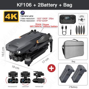 촬영드론 농업용드론 카메라드론 KF106 KF106MAX 4K 전문 HD 장애물 3 축 5G GPS 브러시리스 RC 드론, 10.KF106 2B Bag, 1개