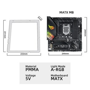 새로운 A-RGB PC 케이스 ATX 마더 보드 ATX 마더 보드 ATX 5v 5V3Pin 마더 보드 백라이트 AURA SYNC PC 케이스 LED 스트립, MATXMB-24.4x24.4-5V