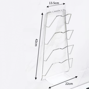 두터운트 벽걸이형 스틸 와이어 냄비뚜껑 거치대 4칸, 기본 색상, 4 개의 층, 1개