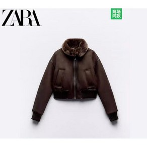 ZARA 여성 스웨이드 페이크레더 퍼 자켓 크롭 털 재킷 6318239 700