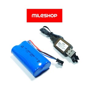 챔피언레이싱 RC카 배터리+충전케이블 세트 / 7.4v 1200mAh JST 3핀 SM잭, 1세트, 세트구성