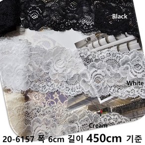 DKLACE-20-6157 / 자가드 스판 레이스 모음 (폭 6cm 길이 1yd / 5yd / 10yd기준), 5개, Black