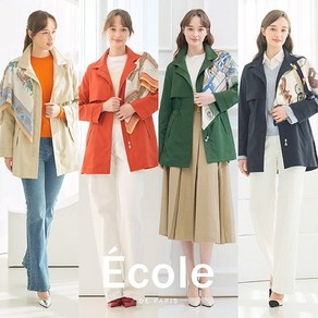 [쇼핑엔티] 25SS 에꼴드파리 트렌치코트+스카프, 베이지/77, 1개, 베이지