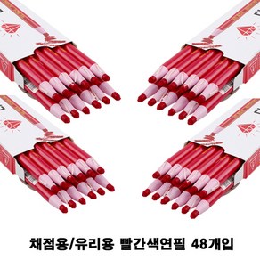 채점용 빨간색 색연필 유리용 빨간색연필 채점펜 48개입