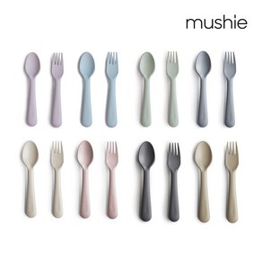 무쉬 유아식 스푼앤 포크 이유식 플라스틱 /mushie Flatwae Fok and Spoon Set fo Kids, 바닐라, 1개