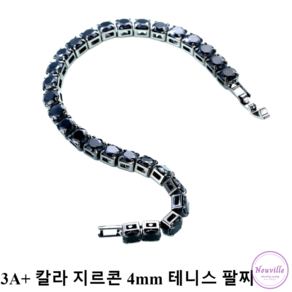 테니스 팔찌 스파클링 지르코니아 남녀 공용 순은 큐빅 4mm 칼라 큐빅