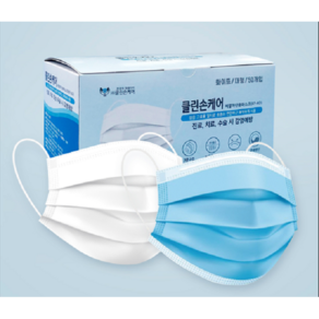클린손케어 국산 덴탈마스크 여름용마스크 황사마스크 화이트/블루, 블루, 1세트, 100개입