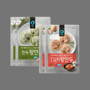 청정원 민속왕만두(고기+김치), 770g 각 2개(총 4개), 770g, 1개