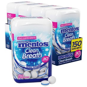 Mentos 멘토스 클린 브레스 하드 민트 인텐스 페퍼민트 150개 4팩