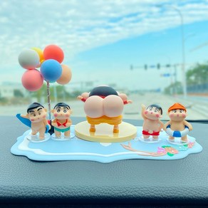 Palm tee당일출발 짱구 자동차 장식품 피규어, 5종 세트+풍선+깔개, 1개