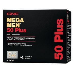 GNC 메가맨 50 플러스 비타팩 30팩 Mega Men Vitapak 30, 1개