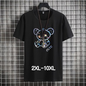 쥬엔리치 4XL~10XL 남자 빅사이즈 반팔 티셔츠 면 라운드 넥 캐쥬얼 남성 루즈핏 여름 티