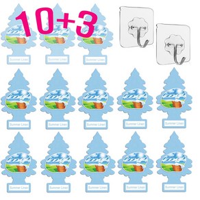 리틀트리 방향제 섬머린넨 10개+3개+방향제걸이2개 총(15개) 차량용 방향제 종이방향제 디퓨져 미국산 옷장 화장실 방향제, 13개