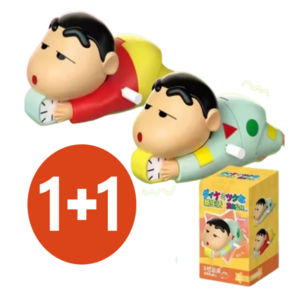 1+1 워니미니 움직이는 태엽 짱구 장난감 탁상용 피규어, 2개, 빨강이 태엽짱구+ 파자마 태엽짱구