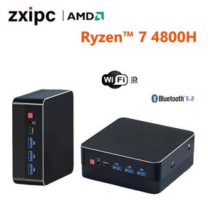 미니 PC 게임용 컴퓨터 AMD Ryzen7 4800H 4500U 7530U 포켓 듀얼 HDMI LAN WIFI6 BT5.2 NUC 사무실 책상 DD, 없음, 없음, 02 WiFi 6 NO RAM NO SSD