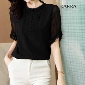 카라 KARRA 블랙시크블라우스 A3F0847